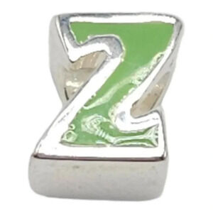 Solvar Sterling Silver Green Enamel Initial Z Slide Charm Kids New Old Stock